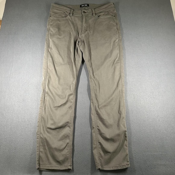 DU/ER Pants DU ER Mens 36x32 Gray Straight Fit Performance Chino Stretch Casual